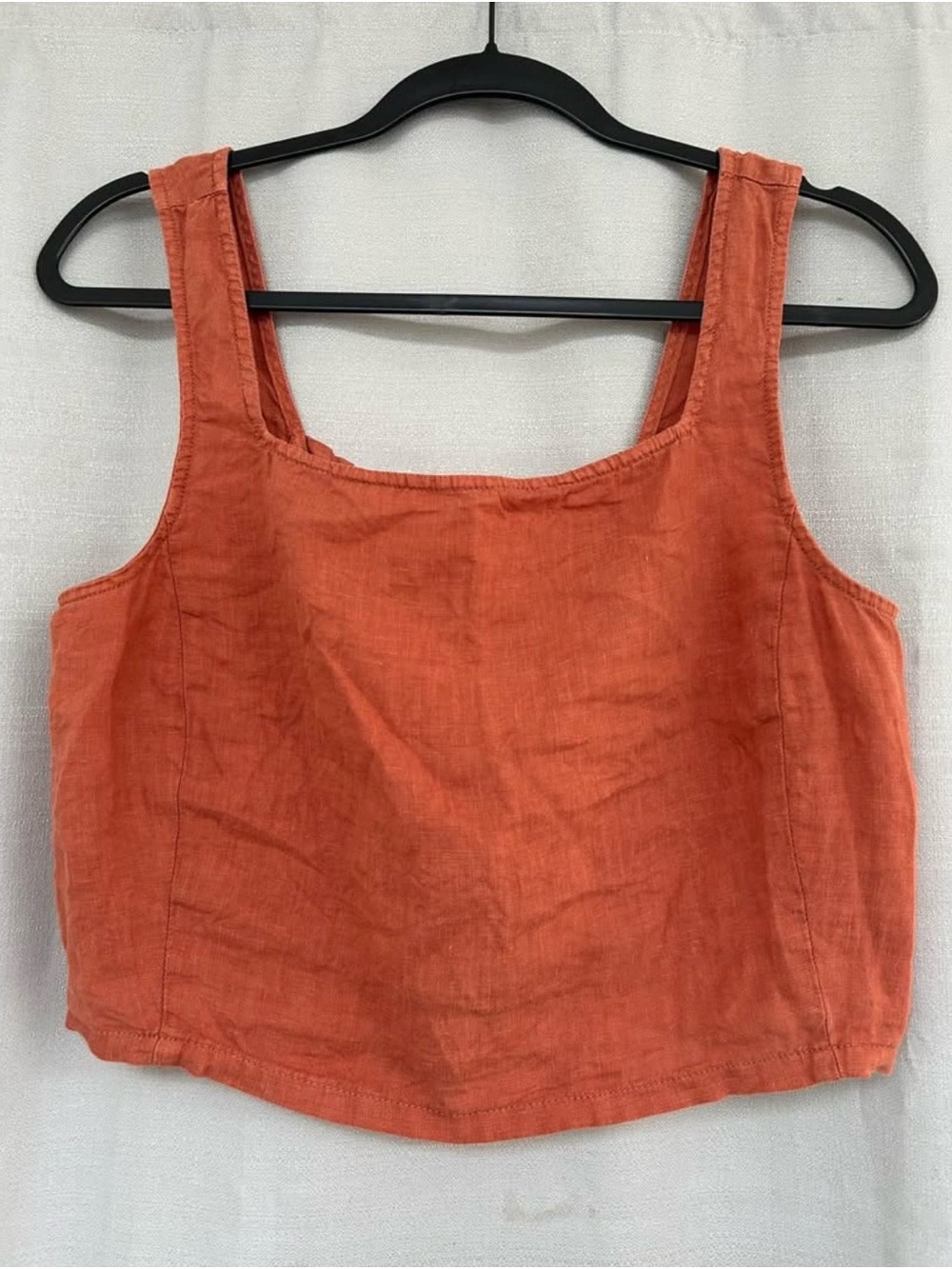 Lou and grey medium crop top linen tank coral 100% linen natural